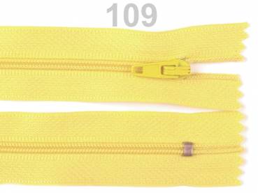 Reißverschluss  3mm Spirale für Innen-Taschen     Hell-Gelb 107          20 cm