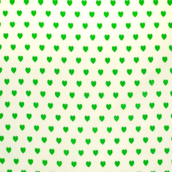 Baumwoll-Druck  Grün-Weiß-Herzen