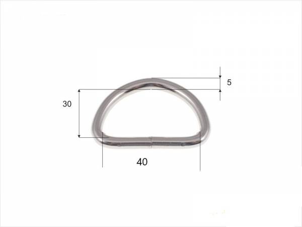 D-Ring 40x30x5mm Nickel