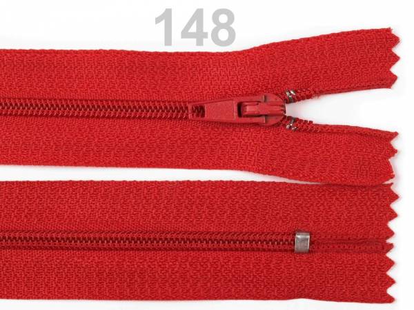 Reißverschluss  3mm Spirale für Innen-Taschen     Rot  148       20 cm